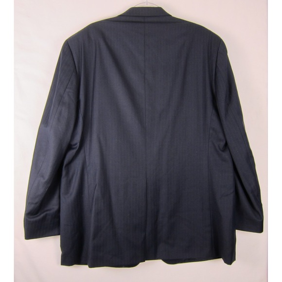 Chaps Ralph Lauren Mens Blazer Jacket Sz 48L Navy Blue Wool Striped Sport Coat - Picture 7 of 9